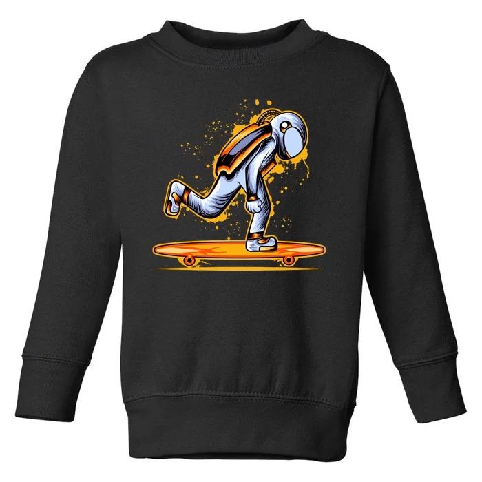 Astronaut Skateboarding Toddler Sweatshirt