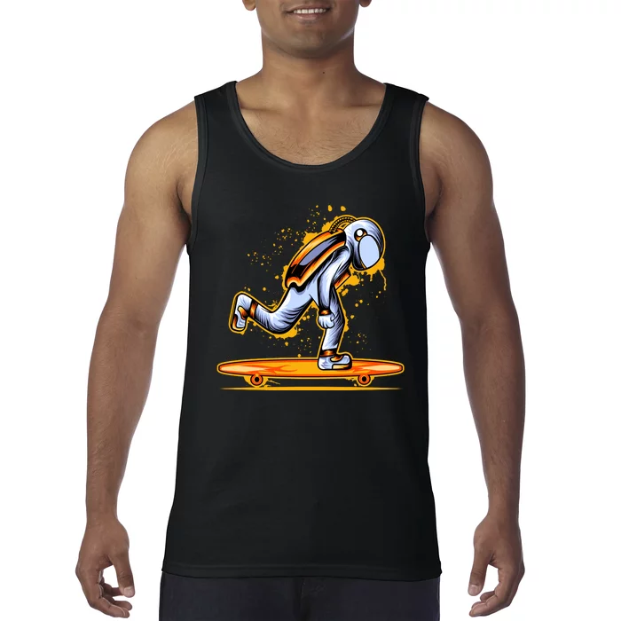 Astronaut Skateboarding Tank Top