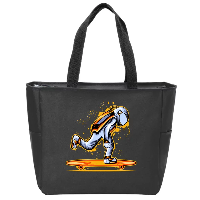 Astronaut Skateboarding Zip Tote Bag