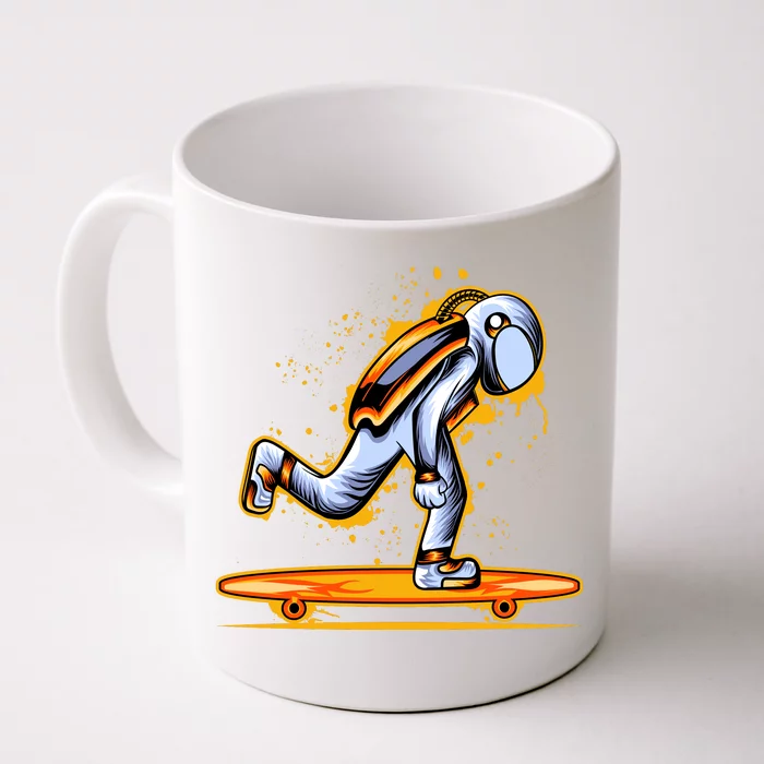 Astronaut Skateboarding Front & Back Coffee Mug