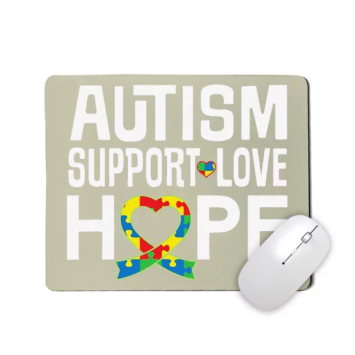 Autism Support Awareness Puzzle Ribbon Heart Mousepad