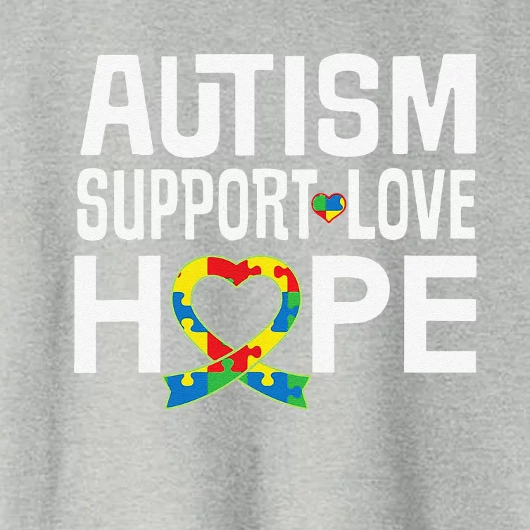 Autism Support Awareness Puzzle Ribbon Heart Women's Crop Top Tee