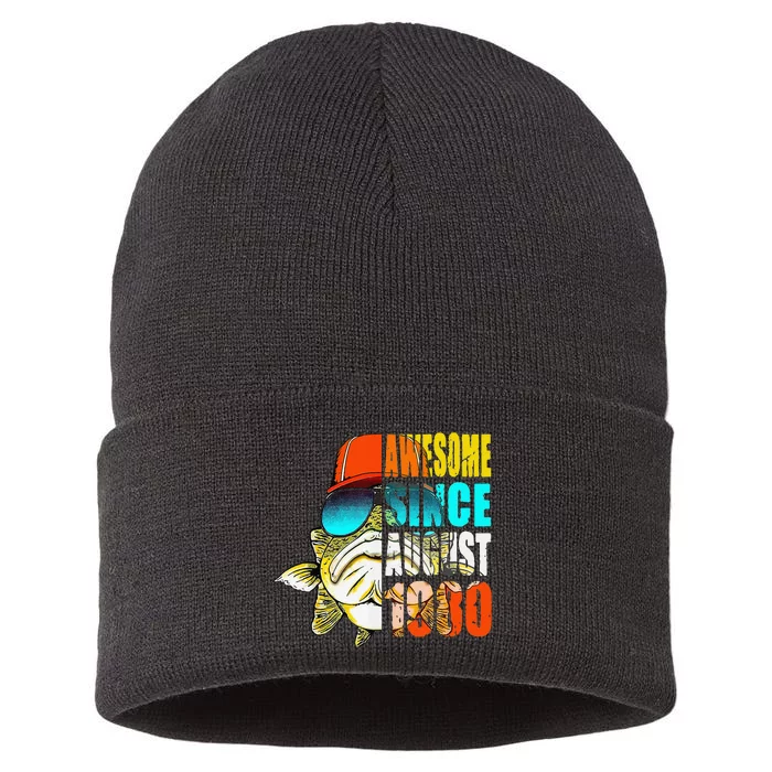 Awesome Since August 1980 Fishing 39th Birthday Gift Sustainable Knit Beanie