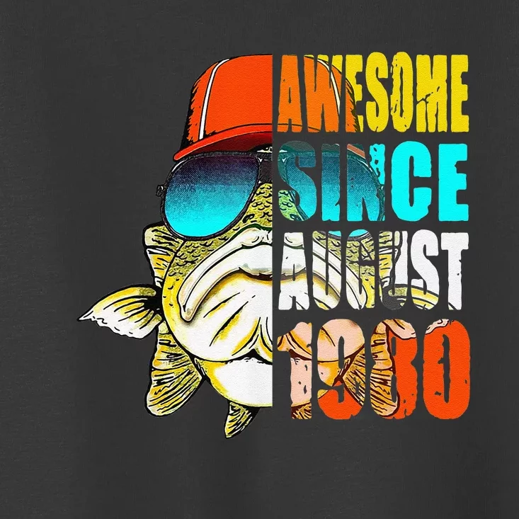 Awesome Since August 1980 Fishing 39th Birthday Gift Toddler T-Shirt