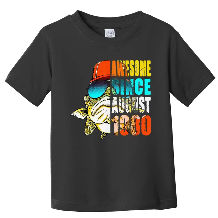 Awesome Since August 1980 Fishing 39th Birthday Gift Toddler T-Shirt