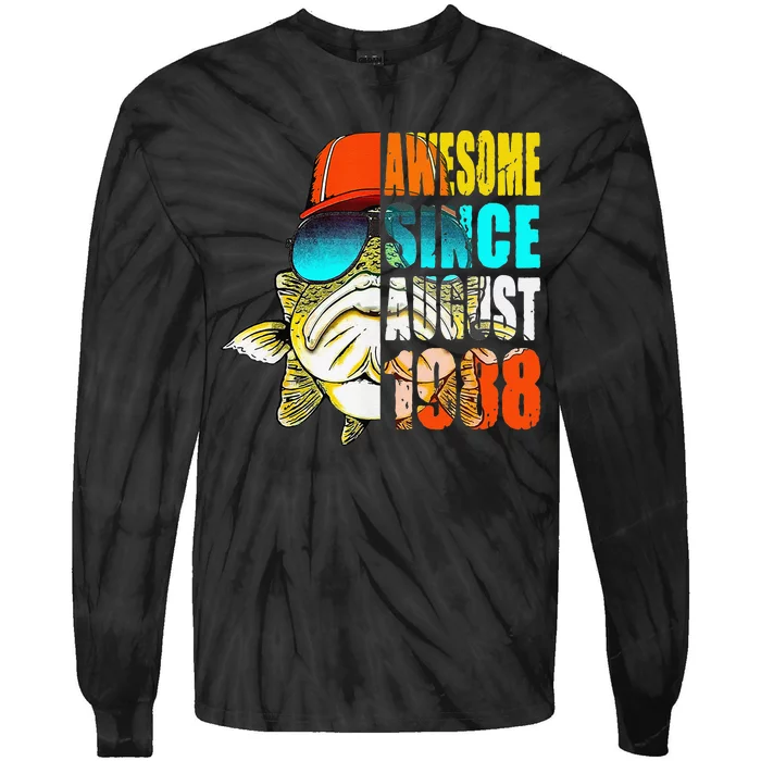 Awesome Since August 1988 Fishing 31st Birthday Gift Tie-Dye Long Sleeve Shirt