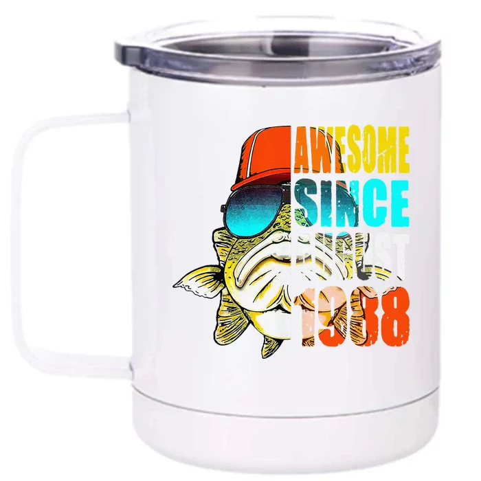 Awesome Since August 1988 Fishing 31st Birthday Gift Front & Back 12oz Stainless Steel Tumbler Cup