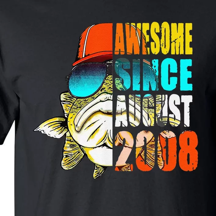 Awesome Since August 2008 Fishing 11th Birthday Gift Tall T-Shirt