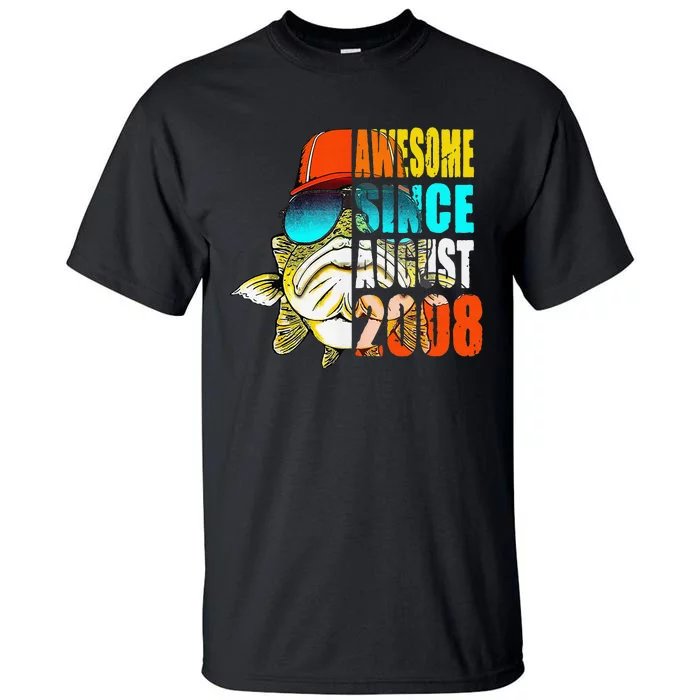 Awesome Since August 2008 Fishing 11th Birthday Gift Tall T-Shirt