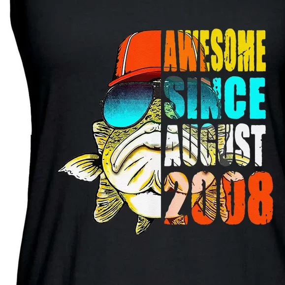 Awesome Since August 2008 Fishing 11th Birthday Gift Ladies Essential Flowy Tank