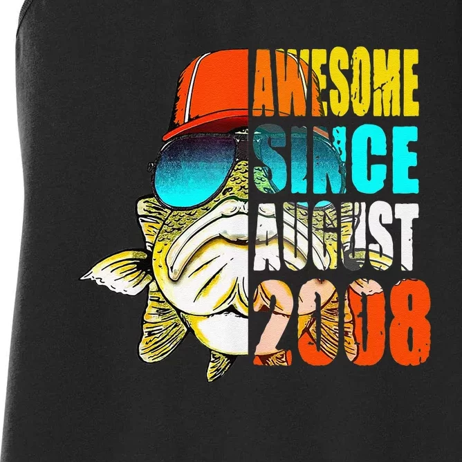 Awesome Since August 2008 Fishing 11th Birthday Gift Women's Racerback Tank