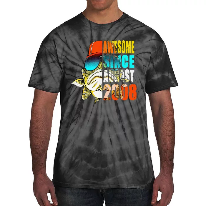 Awesome Since August 2008 Fishing 11th Birthday Gift Tie-Dye T-Shirt