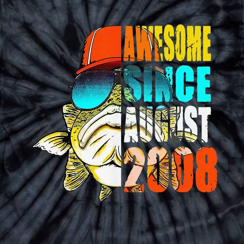 Awesome Since August 2008 Fishing 11th Birthday Gift Tie-Dye T-Shirt