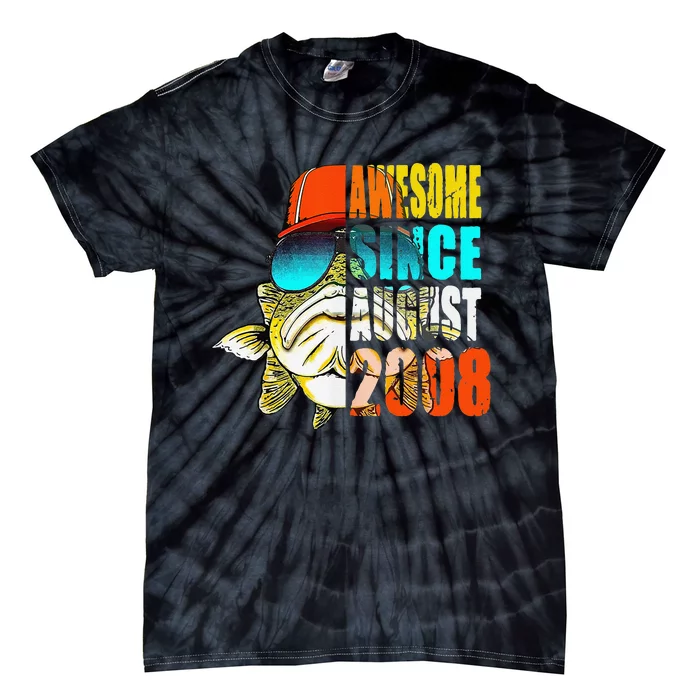 Awesome Since August 2008 Fishing 11th Birthday Gift Tie-Dye T-Shirt