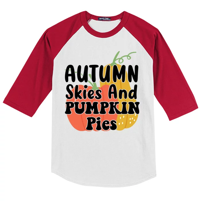 Autumn Skies And Pumpkin Pies Cute Kids Colorblock Raglan Jersey