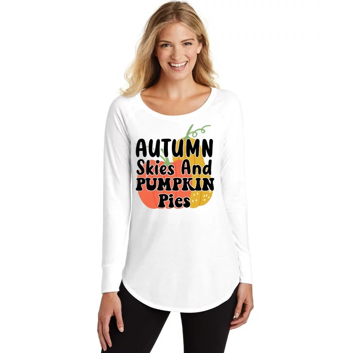 Autumn Skies And Pumpkin Pies Cute Women's Perfect Tri Tunic Long Sleeve Shirt