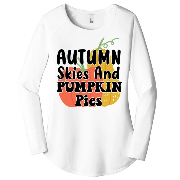 Autumn Skies And Pumpkin Pies Cute Women's Perfect Tri Tunic Long Sleeve Shirt