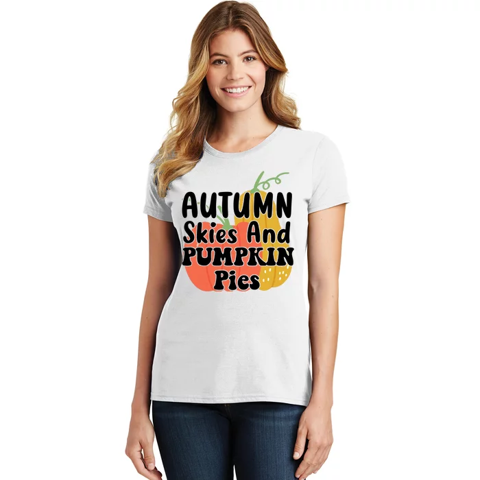 Autumn Skies And Pumpkin Pies Cute Women's T-Shirt