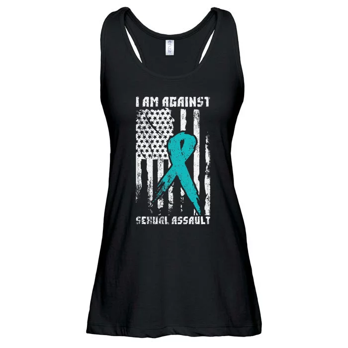 Against Sexual Assault American Flag Ladies Essential Flowy Tank