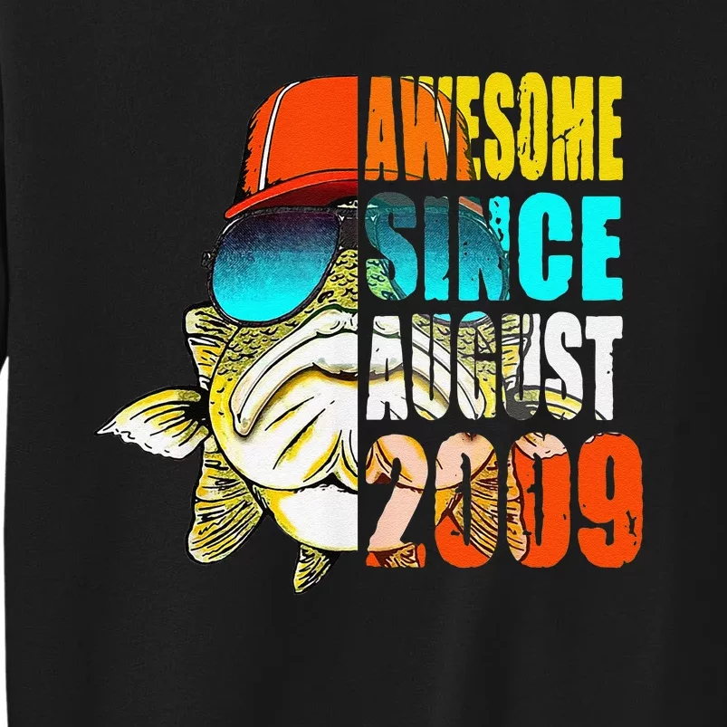 Awesome Since August 2009 Fishing 10th Birthday Gift Sweatshirt