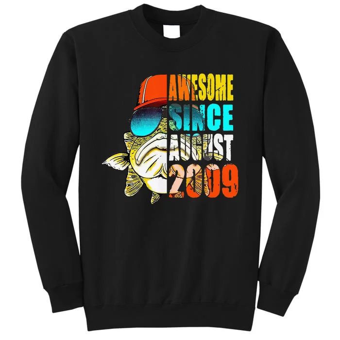 Awesome Since August 2009 Fishing 10th Birthday Gift Sweatshirt