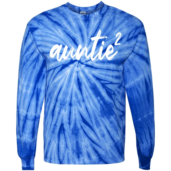 Auntie Squared Aunt Of Two Funny Mothers Day Auntie Gift Tie-Dye Long Sleeve Shirt