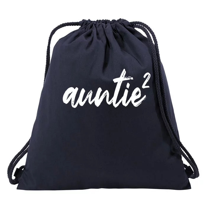 Auntie Squared Aunt Of Two Funny Mothers Day Auntie Gift Drawstring Bag