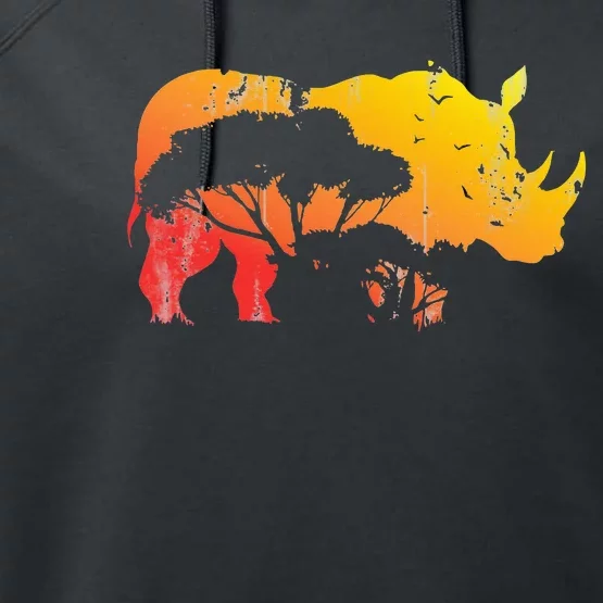 African Safari Animal Rhino Performance Fleece Hoodie