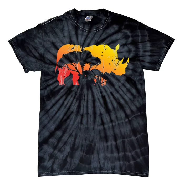 African Safari Animal Rhino Tie-Dye T-Shirt