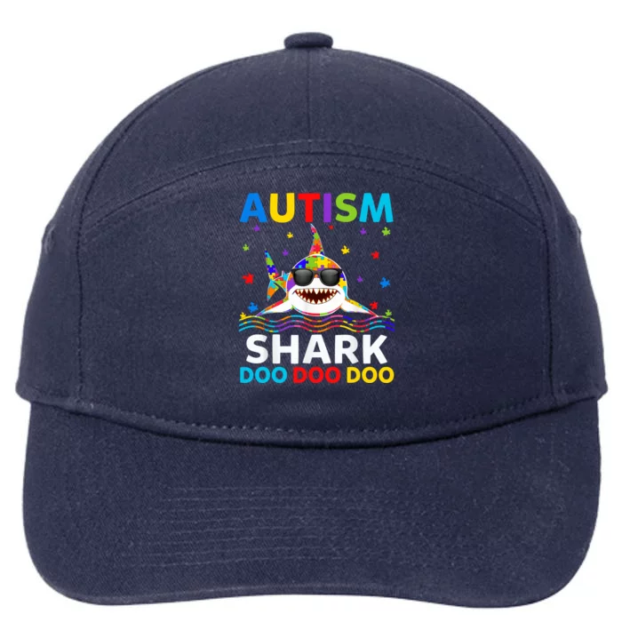 Autism Shark Awareness Rainbow Puzzle Do Sharks Mommy Great Gift 7-Panel Snapback Hat