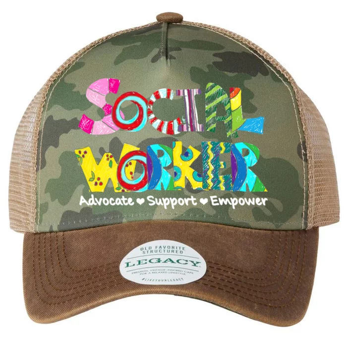 Advocate Support And Empower Social Worker Social Work Month Legacy Tie Dye Trucker Hat