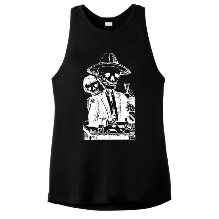 Alcoholic Skull Ladies Tri-Blend Wicking Tank