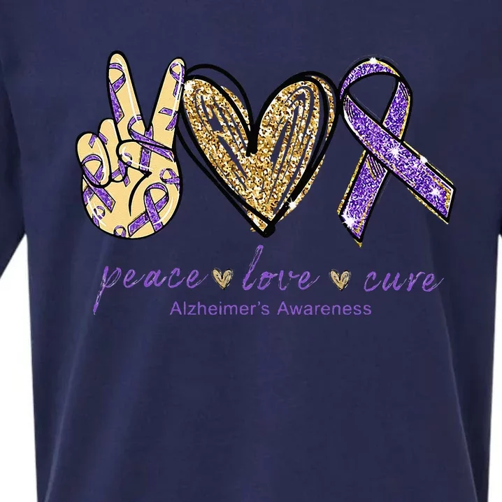 Alzheimer S Awareness Peace Love Cure Sueded Cloud Jersey T-Shirt