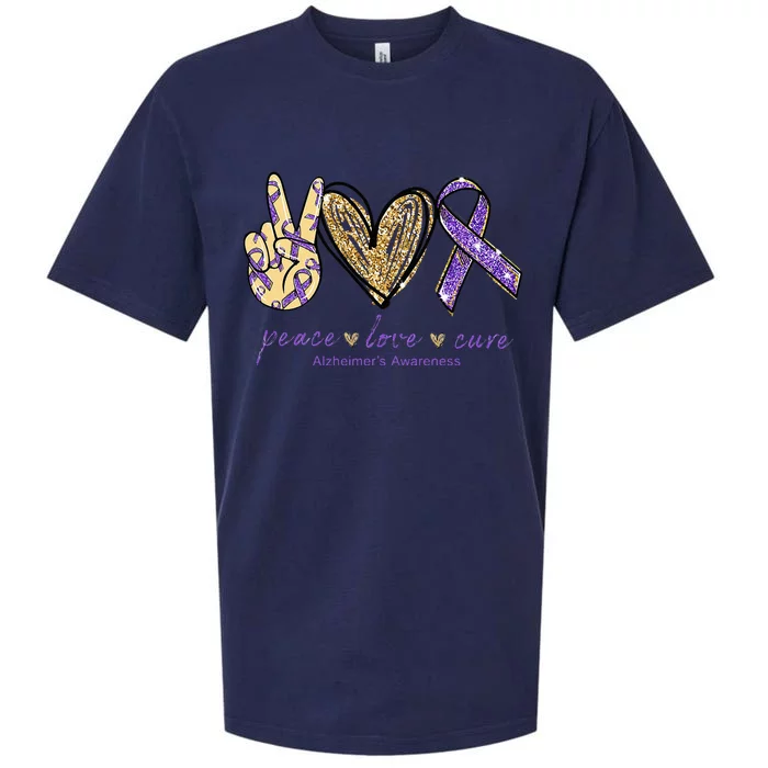 Alzheimer S Awareness Peace Love Cure Sueded Cloud Jersey T-Shirt