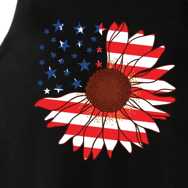 American Sunflower America Flag Stars And Stripes Flower Cool Gift Ladies Tri-Blend Wicking Tank