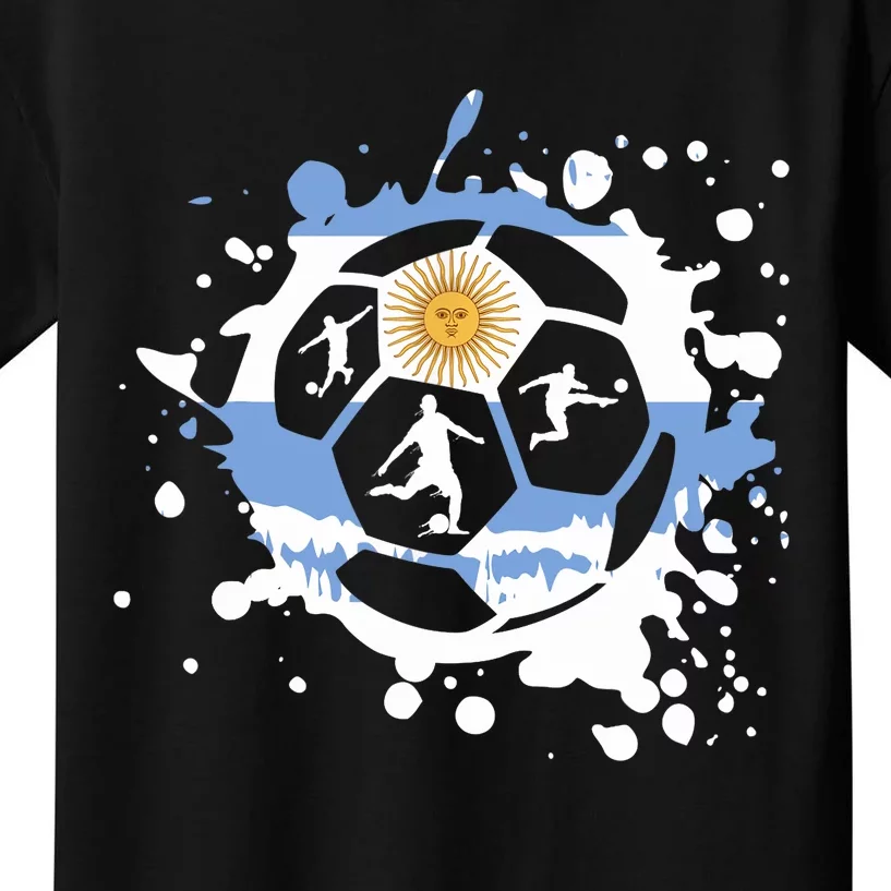 Argentina Soccer Argentinian Flag Jersey Football Fans Kids T-Shirt