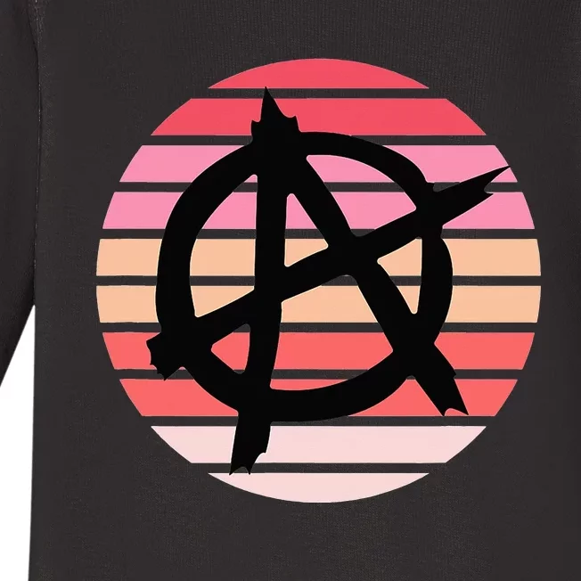 Anarchy Sign, Anti Establishment, Punk Rock Music Lovers Baby Long Sleeve Bodysuit