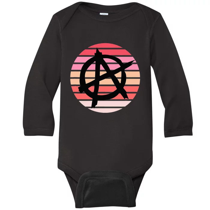 Anarchy Sign, Anti Establishment, Punk Rock Music Lovers Baby Long Sleeve Bodysuit