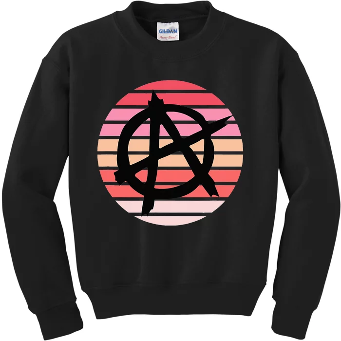 Anarchy Sign, Anti Establishment, Punk Rock Music Lovers Kids Sweatshirt