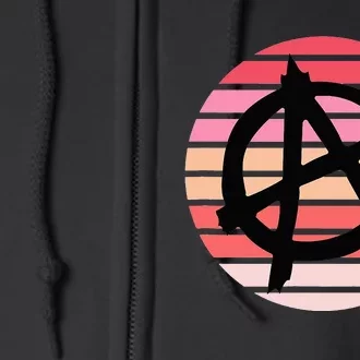 Anarchy Sign, Anti Establishment, Punk Rock Music Lovers Full Zip Hoodie