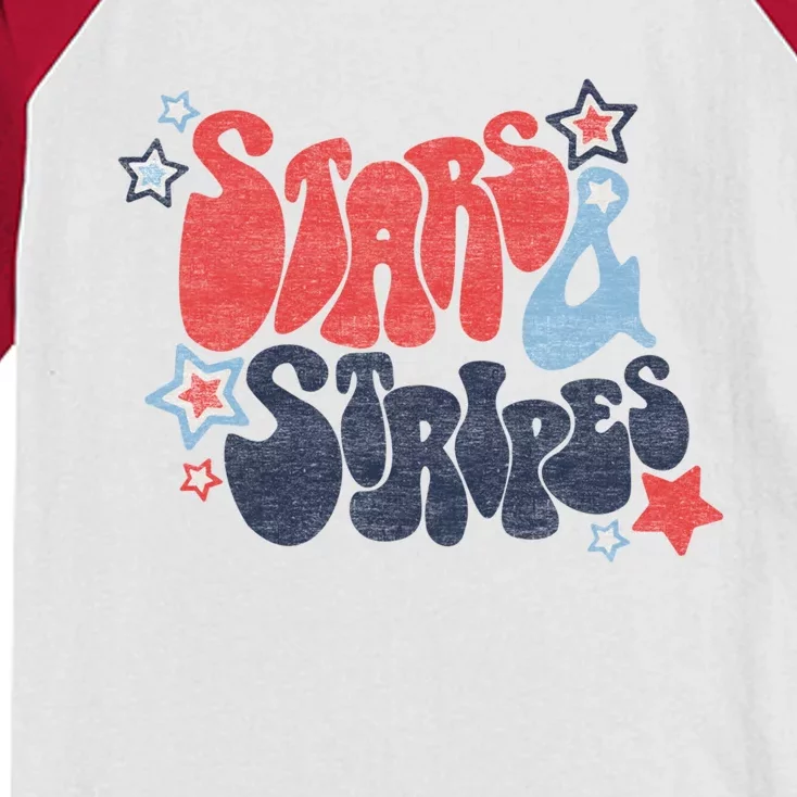 Americana Stars And Stripes Gift Kids Colorblock Raglan Jersey