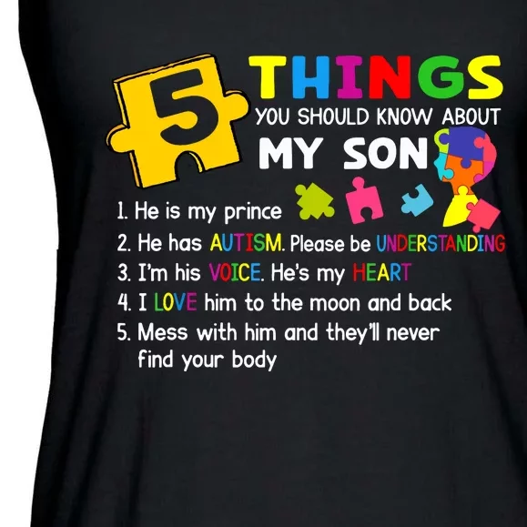 Autistic Son Autism Awareness Support For Mom Dad Parents Ladies Essential Flowy Tank