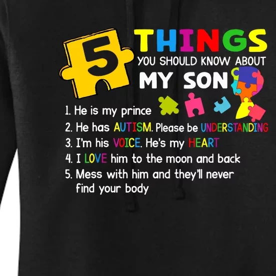 Autistic Son Autism Awareness Support For Mom Dad Parents Women's Pullover Hoodie