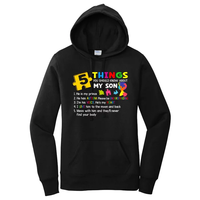 Autistic Son Autism Awareness Support For Mom Dad Parents Women's Pullover Hoodie