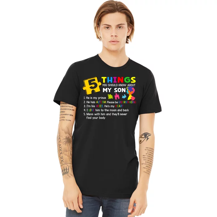 Autistic Son Autism Awareness Support For Mom Dad Parents Premium T-Shirt