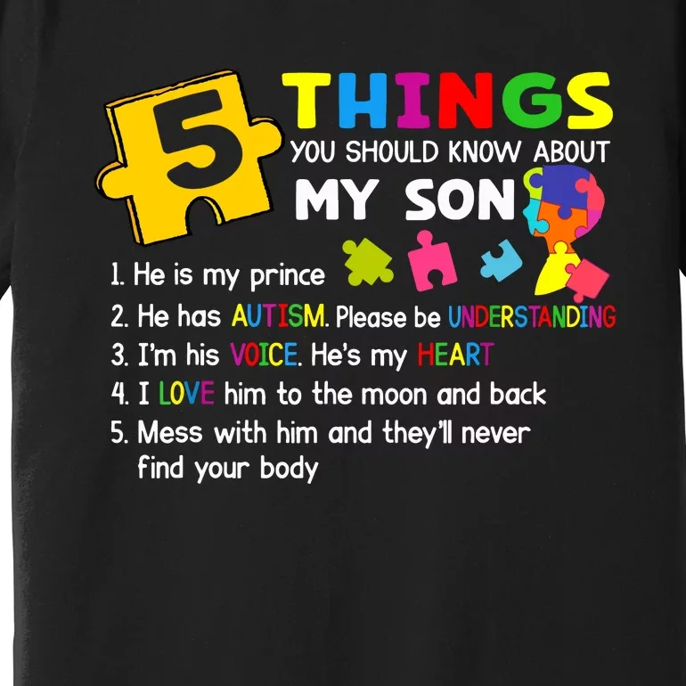 Autistic Son Autism Awareness Support For Mom Dad Parents Premium T-Shirt