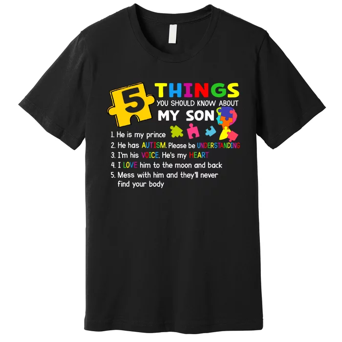 Autistic Son Autism Awareness Support For Mom Dad Parents Premium T-Shirt