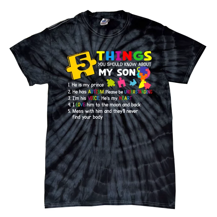 Autistic Son Autism Awareness Support For Mom Dad Parents Tie-Dye T-Shirt