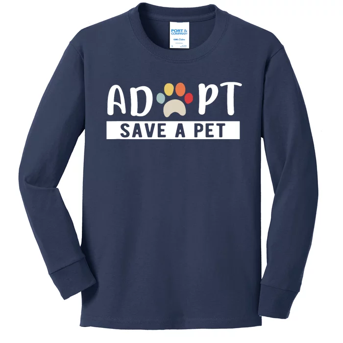 Adopt Save A Pet Cat And Dog Animals Rescue Kids Long Sleeve Shirt