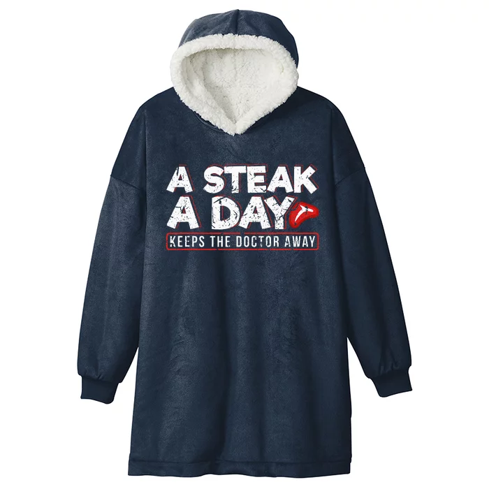 A Steak A Day Carnivore Diet Antivegan Antivegetarian Hooded Wearable Blanket